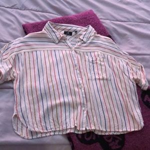 Striped collard crop top